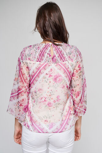 Cream Floral Flared Top, Cream, image 5